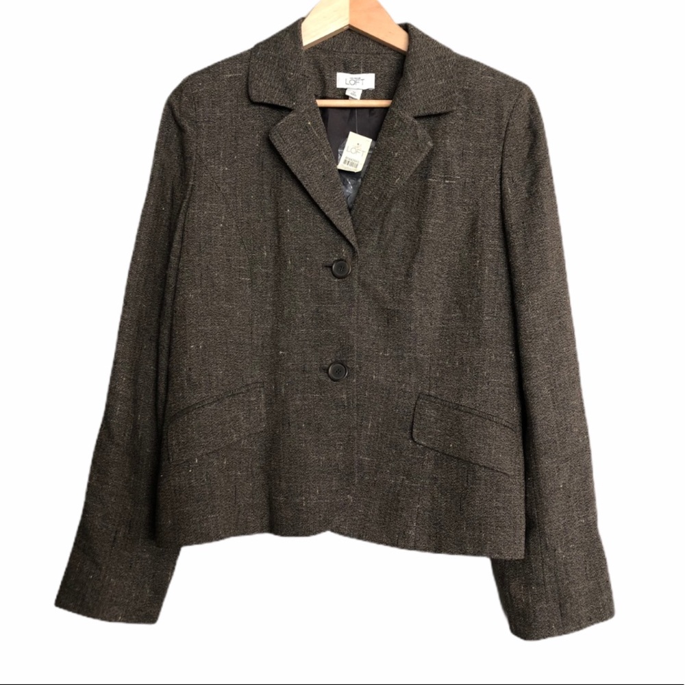 LOFT Brown Tweed Blazer Jacket